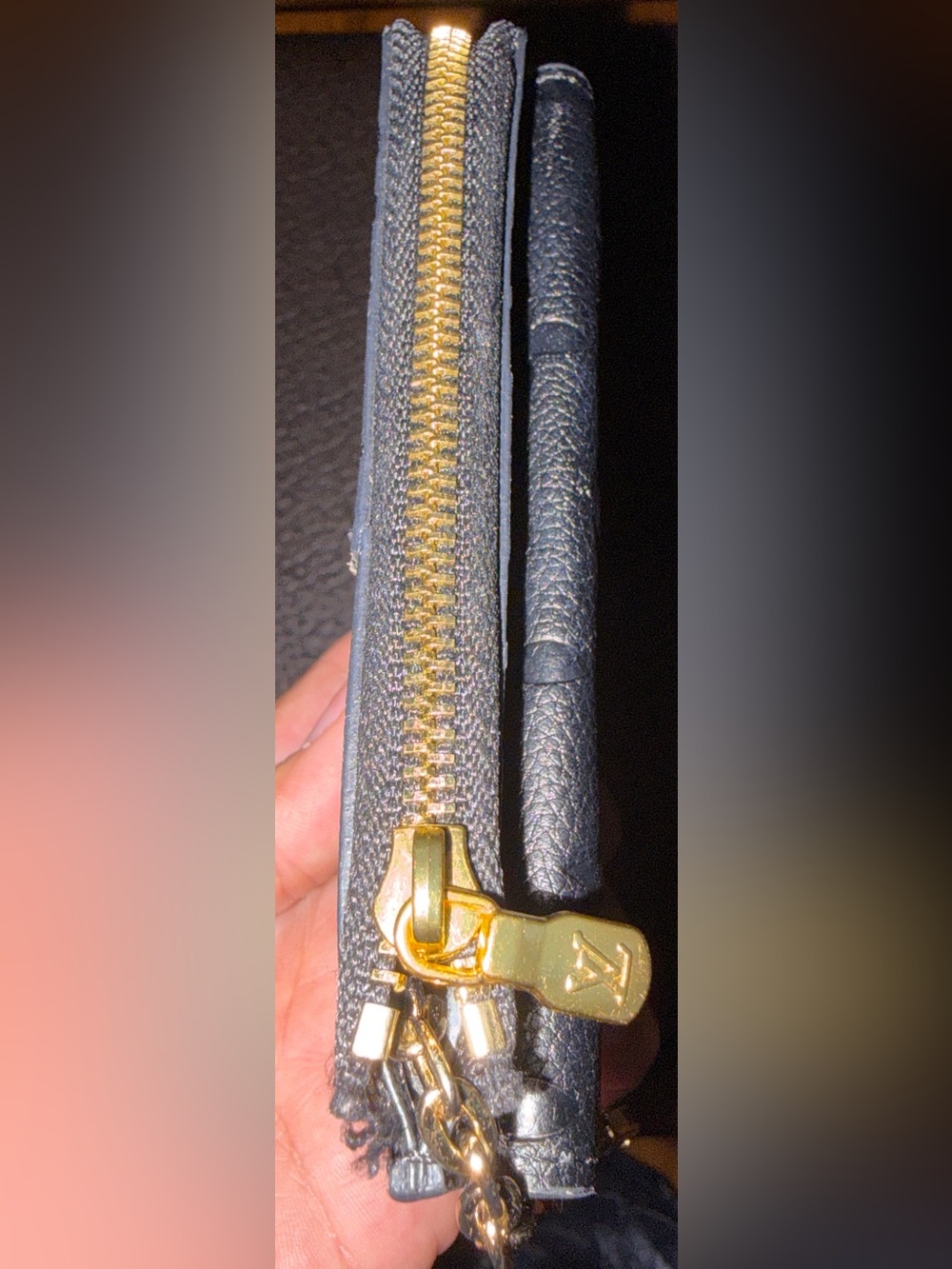 Louis Vuitton Black Embossed Monogram Leather Card Wallet with Gold Snap - Picture 3 of 7